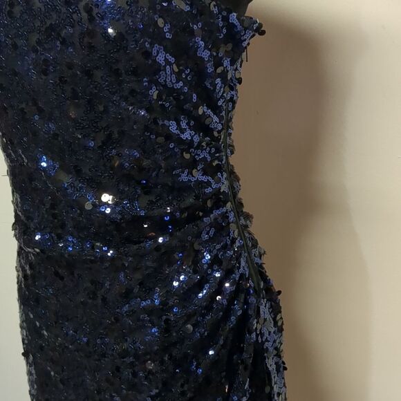 City Triangles Sequin Navy Black One Shoulder Cocktail Dress, Size 13 - Picture 6 of 10